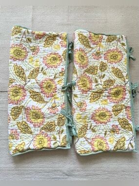 Pottery Barn Spring Floral Print Euro Pillow Shams Organic Cotton